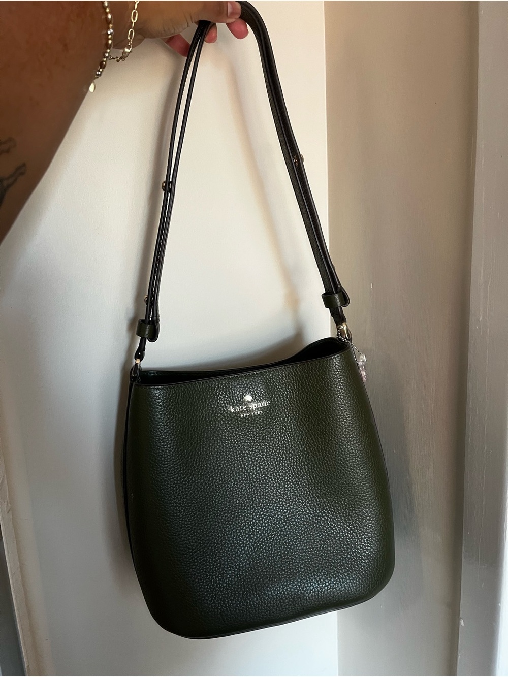 kate spade Olive Green Pebbled Leather Shoulder Bag